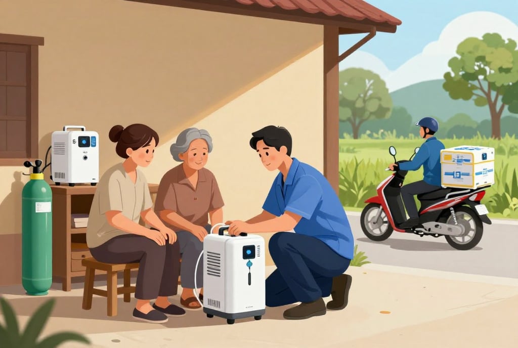 Tư vấn chọn máy tạo oxy 3 lít cho người bệnh Hòn Đất