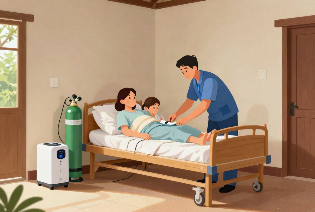 lắp đặt bàn ăn cho người bệnh